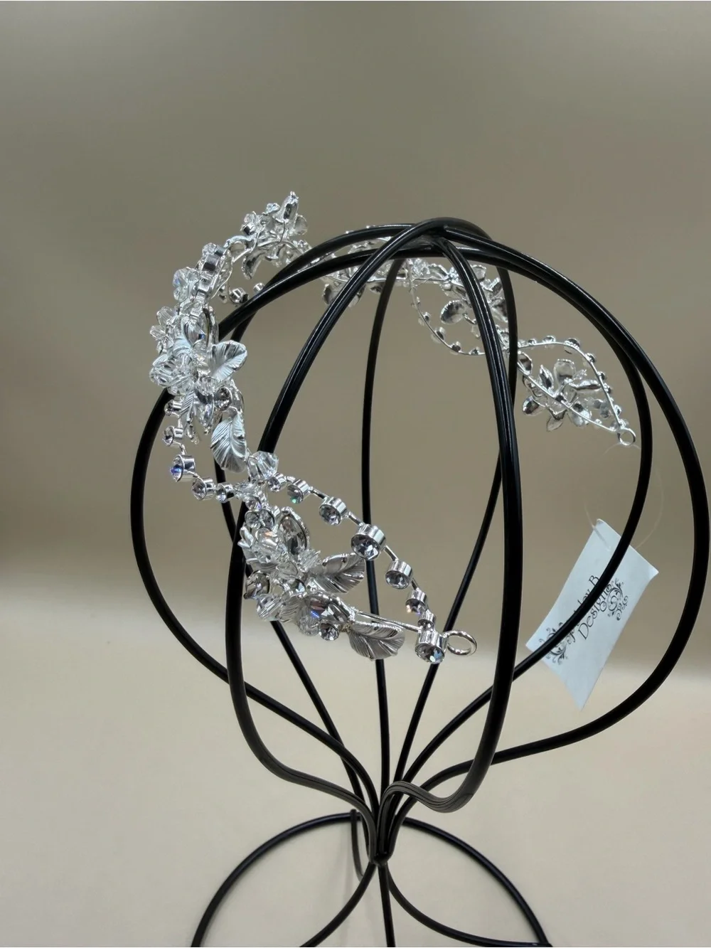 Paisley B Designs Silver Crystal Floral Bridal Tiara Headband NWT
